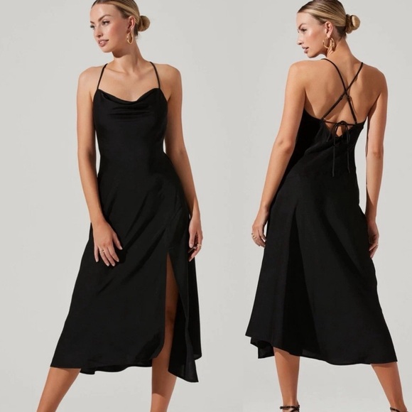 Astr Dresses & Skirts - ASTR Black Backless Midi Slip Dress